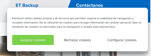 Ejemplos de banners de cookies cumpliendo RGPD
